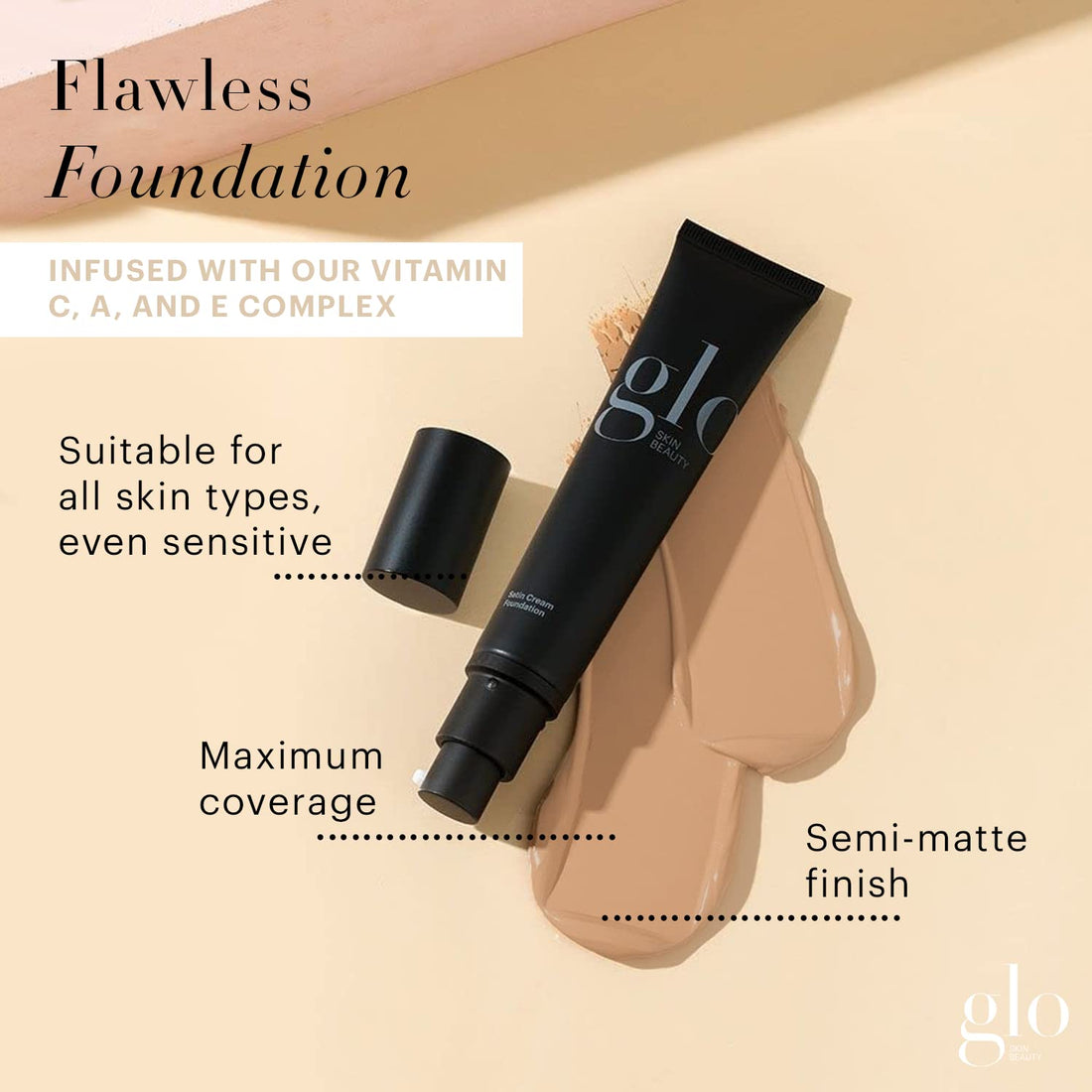 Glo Skin Beauty Satin Cream Foundation Makeup for Face, Honey Fair - Full Coverage, Semi Matte Finish, Conceal Blemishes & Even Skin Tone