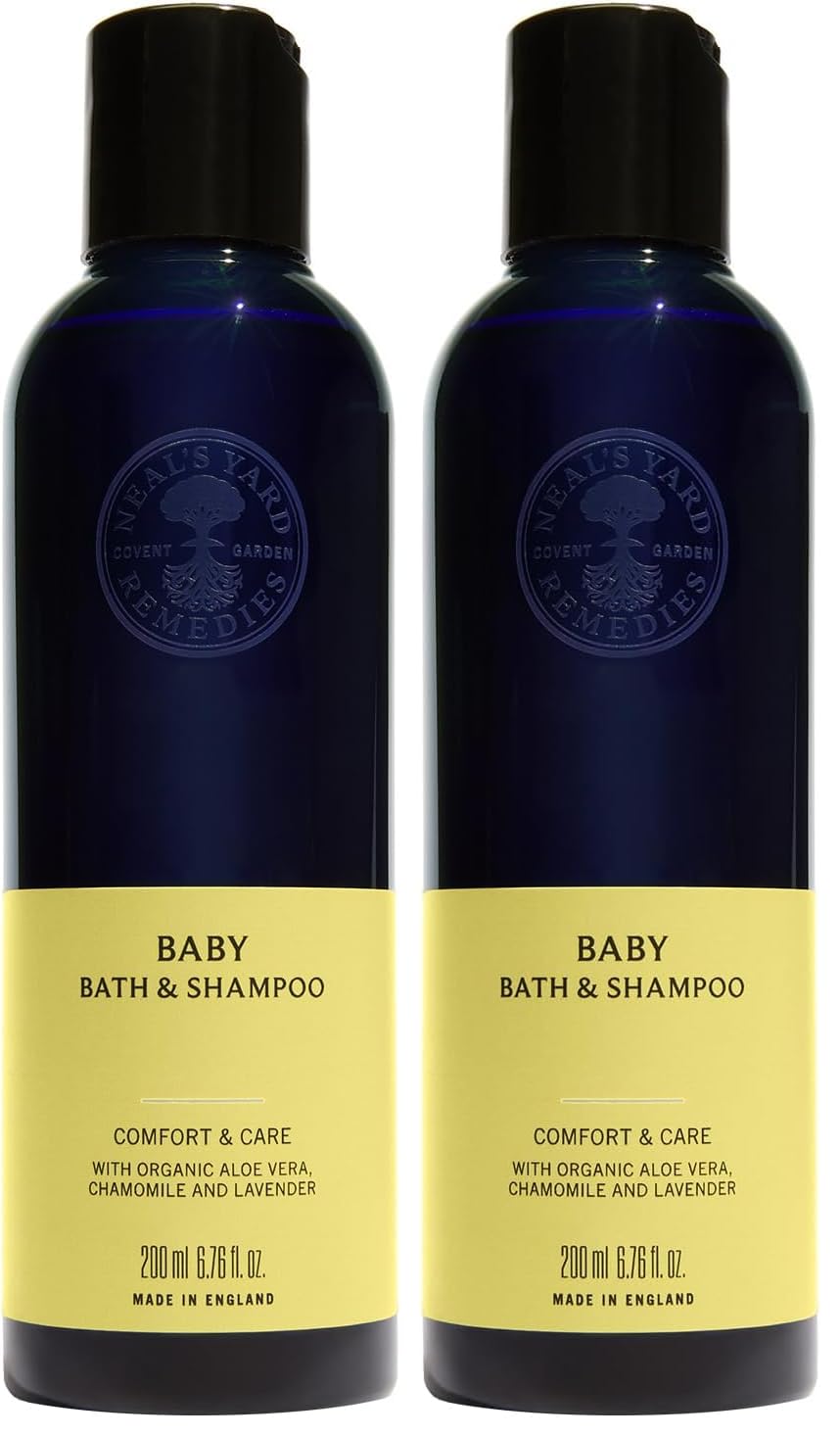 Neal's Yard Remedies Baby Bath & Shampoo, Body Wash Suitable For Newborns, With Lavender & Chamomile, Vegan & Cruelty-Free, 200ml