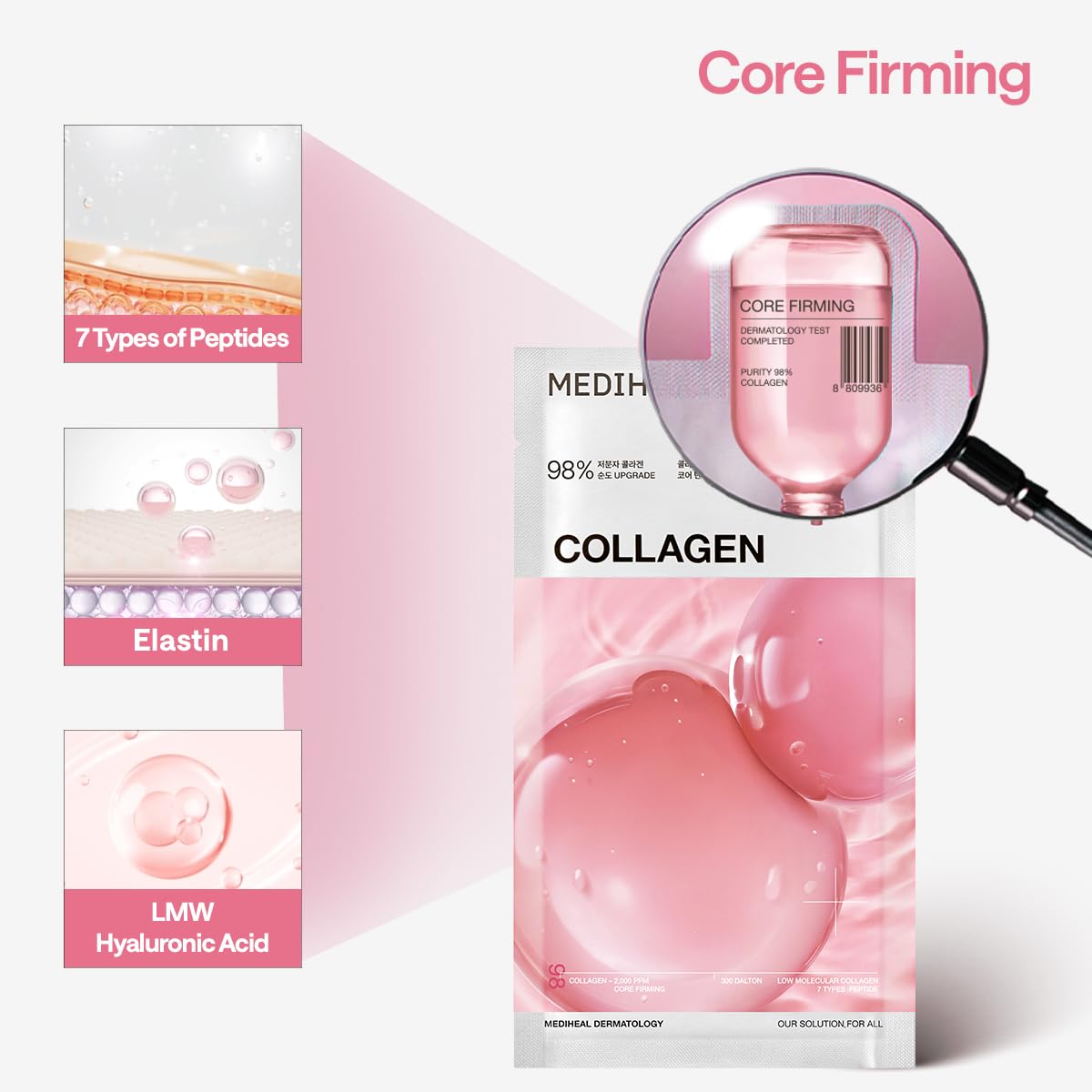 Mediheal Essential Face Mask [Skin Firming] 10 pcs. for Plumping Hydration, Glass Skin & Skin Nourishment - Travel Essentials, Korean Beauty Sheet Mask Halalzen
