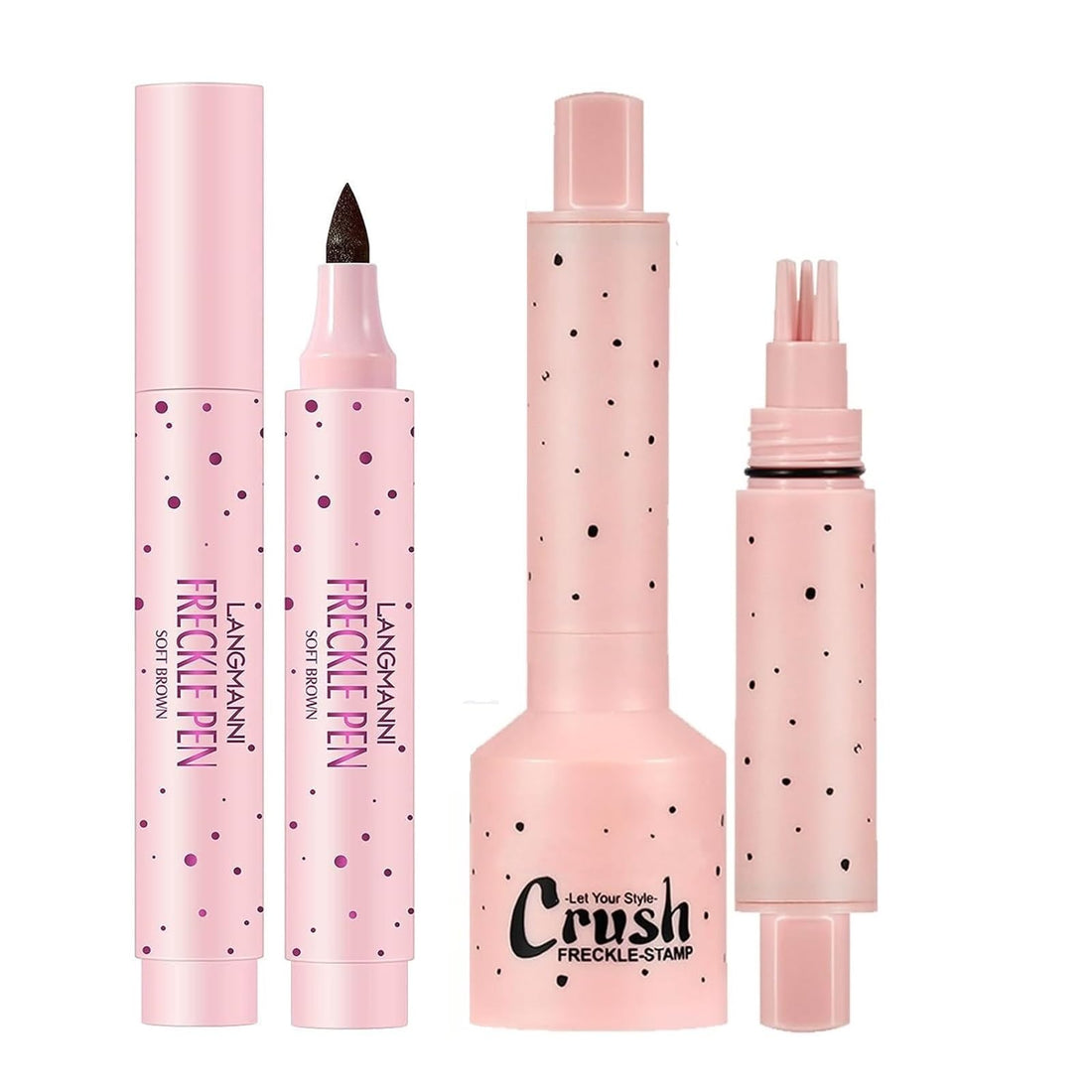 Freckle Pen & Liquid Micro-Powder Freckle Stamp - Realistic Natural Freckles Makeup Tool with Special Sponge, Waterproof & Long-Lasting for All Skin Tones,#MEDIUM Halalzen