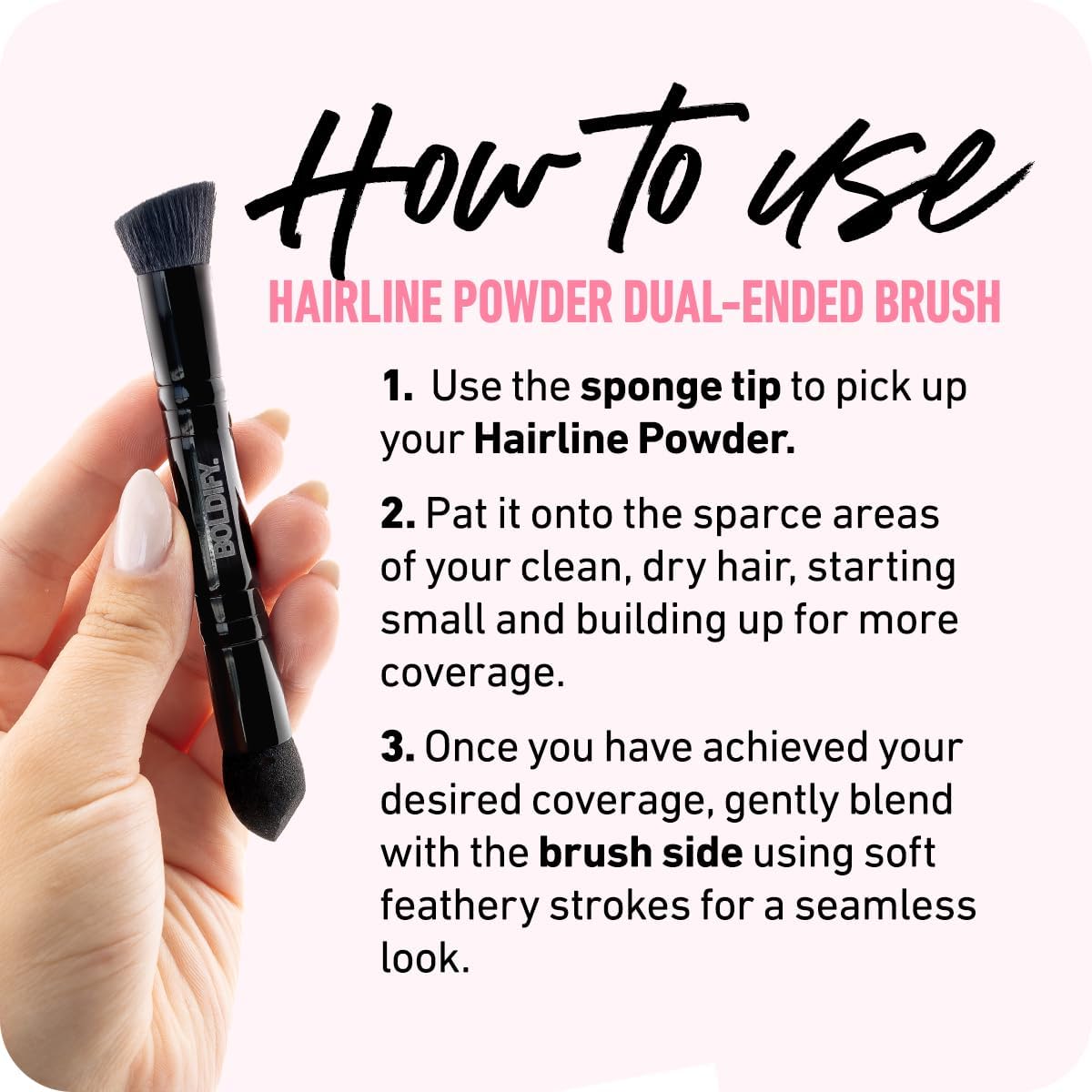 BOLDIFY Four Ended Hairline Powder Brush - Precision Hair Makeup Brush Set with Sponge Tip for Seamless Blending - Ideal as a Hair Concealer/Contour, Root Touch Up Halalzen