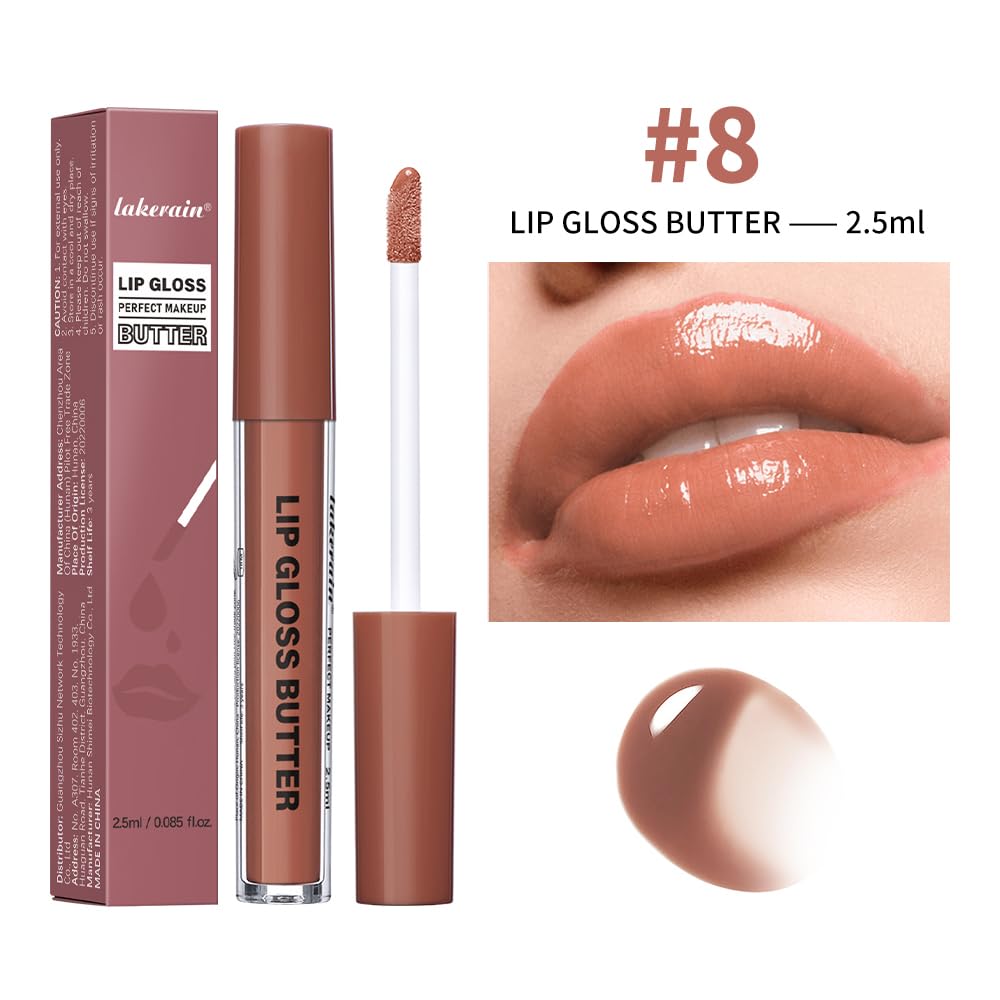 Lip Gloss and Lip Liner Set, Tinted Lip Gloss with Lip Pencil, Waterproof Long Lasting Glossy Lip Combo, Nude Lip Makeup Kit for Women (#V02+104) Halalzen
