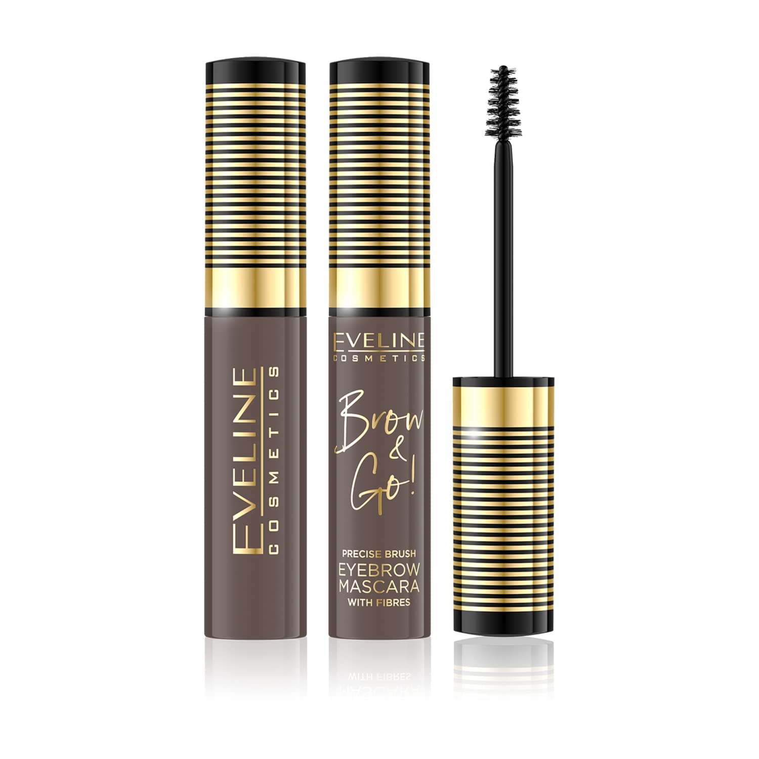 Eveline Cosmetics Brow & go! BROW&GO Eyebrow Mascara No. 02 Dark - Precision Brow Definition, Volumizing Micro-Fibers, Long-Lasting Formula, 10 ML