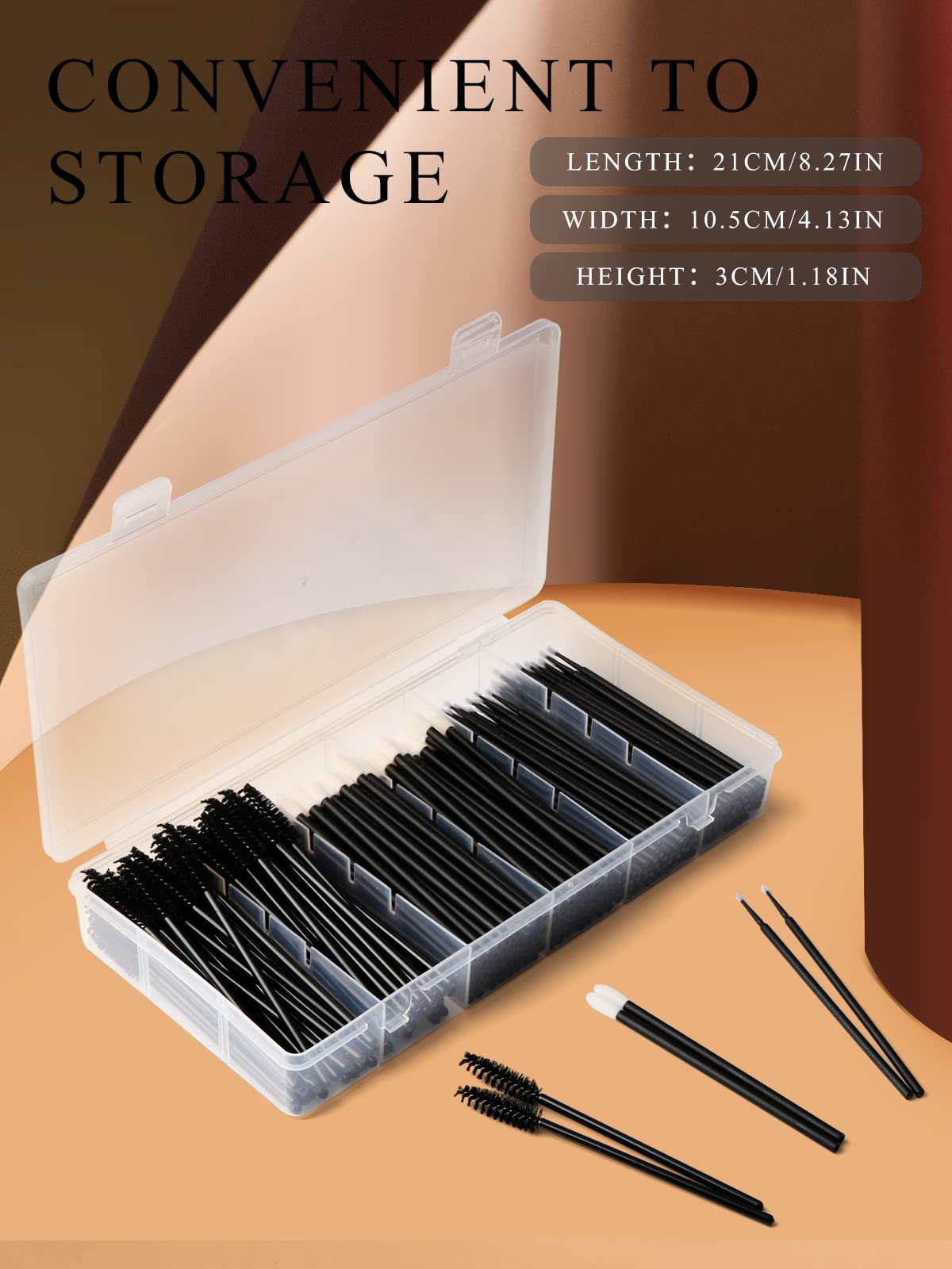 Yokilly 300PCS Disposable Mascara Wands Lip Wands Set,100Pcs Eyelash Brush/100Pcs Lip Brush/100PCS Micro Brushes,Makeup Tool Kit with Organizer Box Halalzen