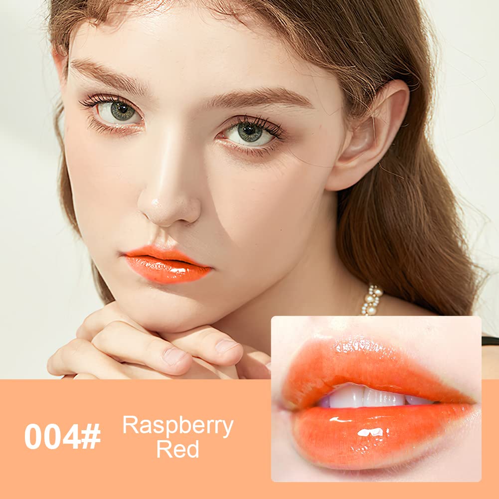 AOOWU Plumping Lip Oil Tinted, Moisturizing Long Lasting Nourishing Lip, Hydrating Gloss Tint Lipstick for Women, Glitter Shine Liquid Lipstick, Glaze Makeup Cosmetic, 015 - Cherry red, Pack of 1