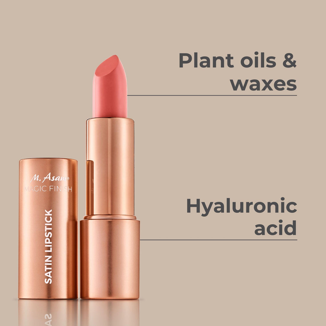 M. Asam MAGIC FINISH Lipstick Almond (4g) - Long Lasting Lipstick with Satin Finish, Intense Color & Care for Smooth Lips, Creamy Texture, Semi Matte Lipstick Look, Elegant Make Up Halalzen