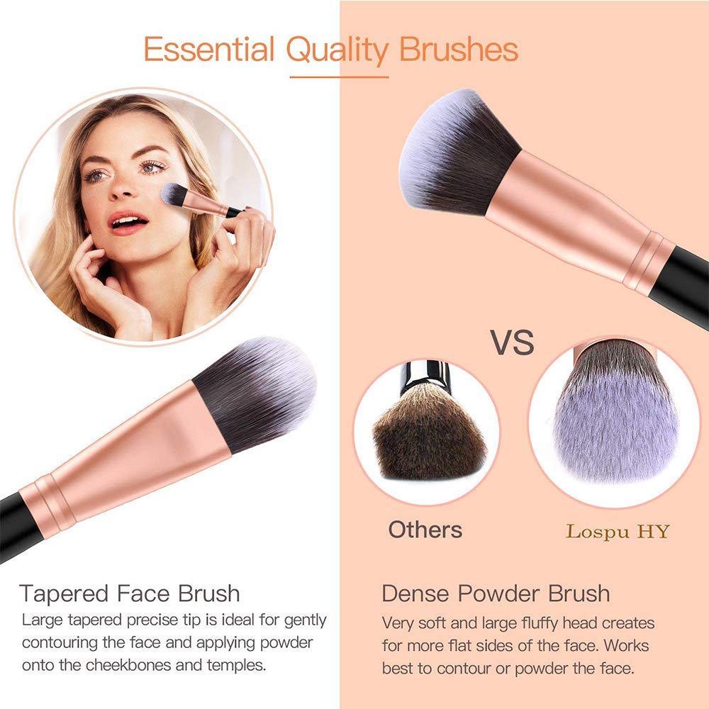 Makeup Brushes AMMIY Makeup Brushes Sets 18-Piece Rose Golden Make-up Brush Sets Premium Synthetic Wood Handle Face and Eye Brushes for Foundation, Powder, Concealers, Blush, and Eyeshadow Halalzen