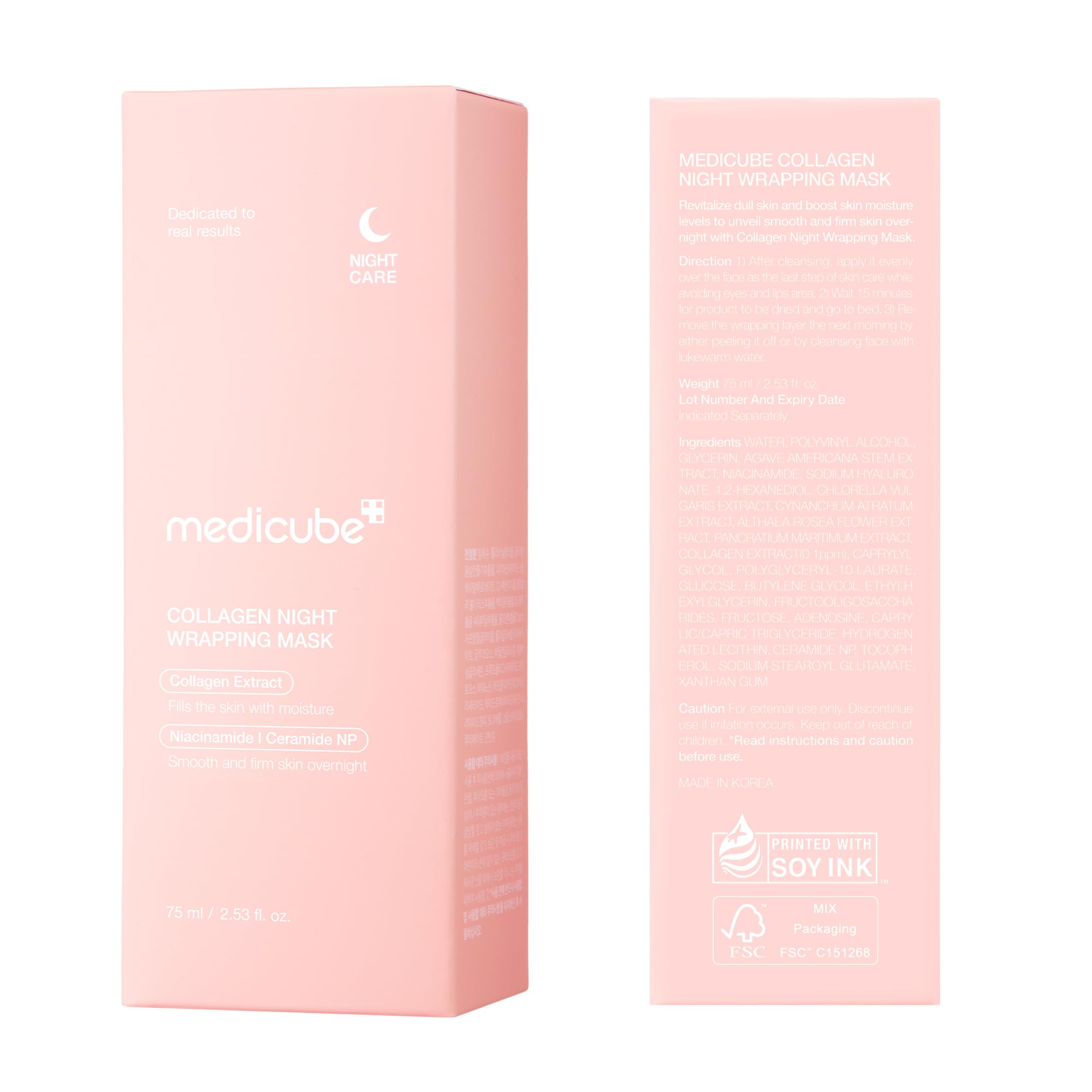 medicube Wrapping Mask Collagen Overnight Peel Off Facial Mask | Elasticity & Hydration Care, Reduces Sagging & Dullness | Hydrolyzed Collagen For Glowing Skin | Korean Skin Care, 2.53 fl.oz Halalzen