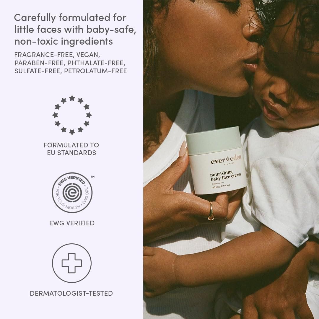 Evereden Nourishing Baby Face Cream 1.7 oz. | Non-Toxic and Fragrance-Free Baby Face Lotion | Rich, Non-Greasy Moisturizing Cream | Moisturizer with Clean Ingredients