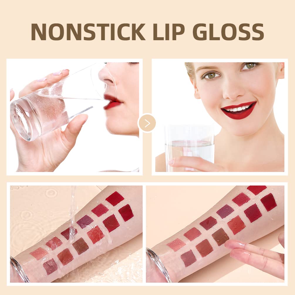 12 Colors Matte Liquid Lipstick Set Velvety Lip Gloss Lip Kit Waterproof Long Lasting Wear Nude Lip Gloss Beauty Cosmetics Gift Box Set (Set A, Set A) Halalzen