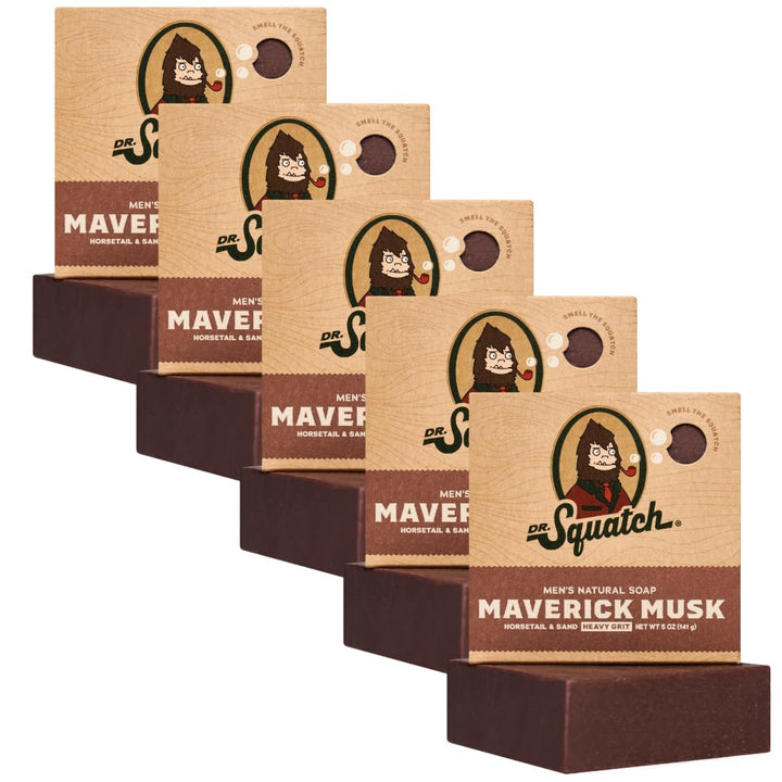 Dr. Squatch Natural Men’s Bar Soap - Cold Process Body Soap Bar with Natural Oils - Gifts for Men - Fresh Falls (5 oz, 5-Pack)