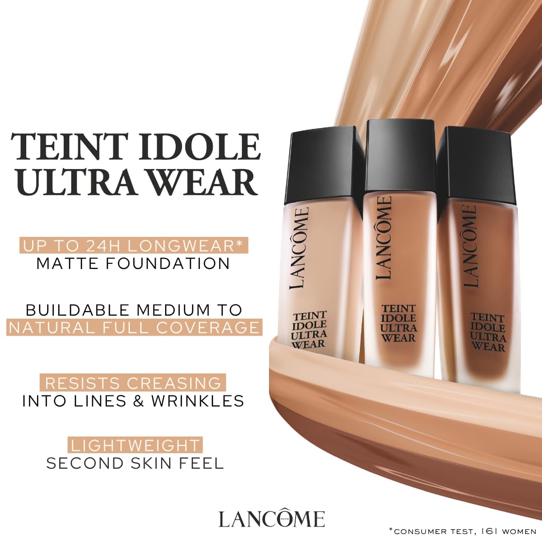Lancôme Teint Idole Ultra Wear Foundation, Up to 24H Longwear, Liquid Foundation with Buildable Coverage, Natural Matte Finish, Hyaluronic Acid & SPF 35, 30ml Halalzen