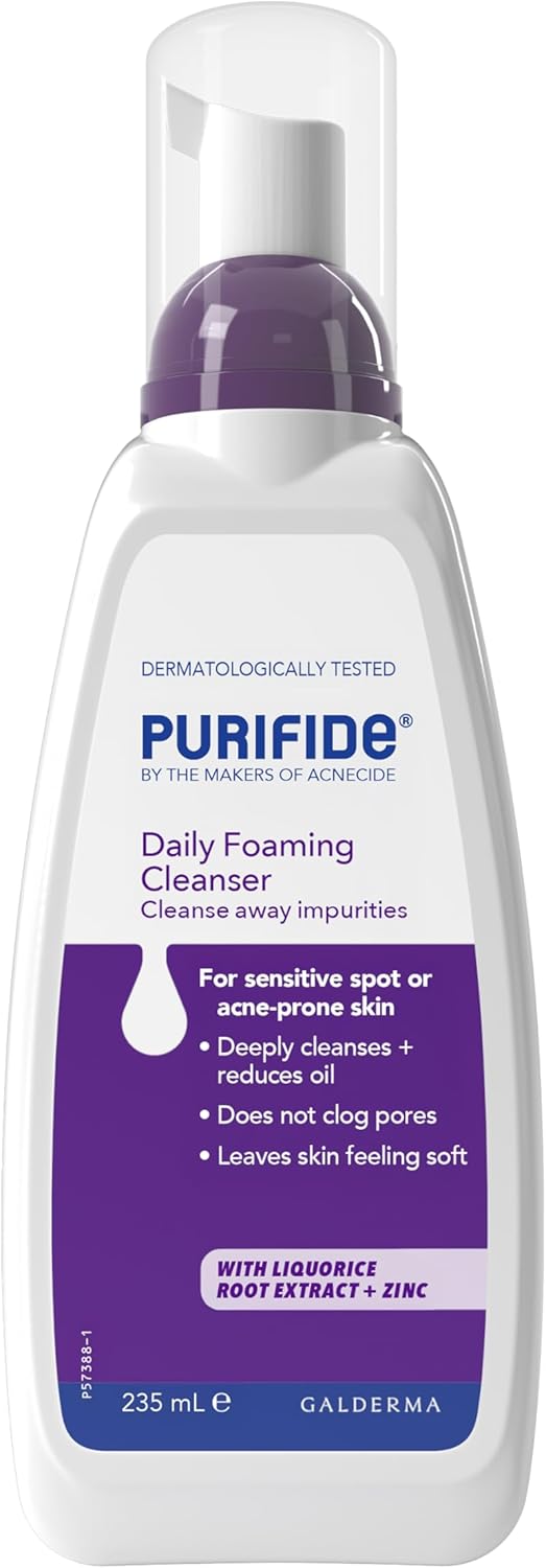 Purifide by Acnecide Daily Cleanser Foaming Acne Face Wash for Spot Prone Skin & Blemish Control, For Women and Men, 235ml, Packaging may vary Halalzen