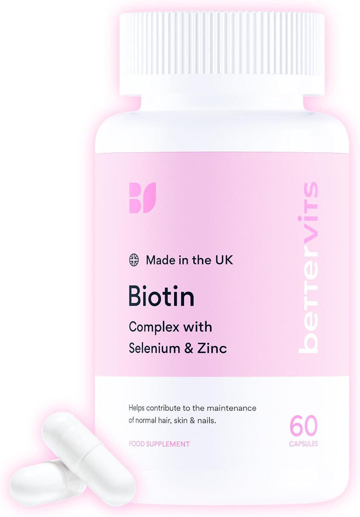 Bettervits Biotin Growth Complex with Selenium & Zinc | Biotin Hair Growth Vitamins - 12,000 mcg | Hair Vitamins for Women and Men - Supports Skin and Nails - 60 Tablets Halalzen