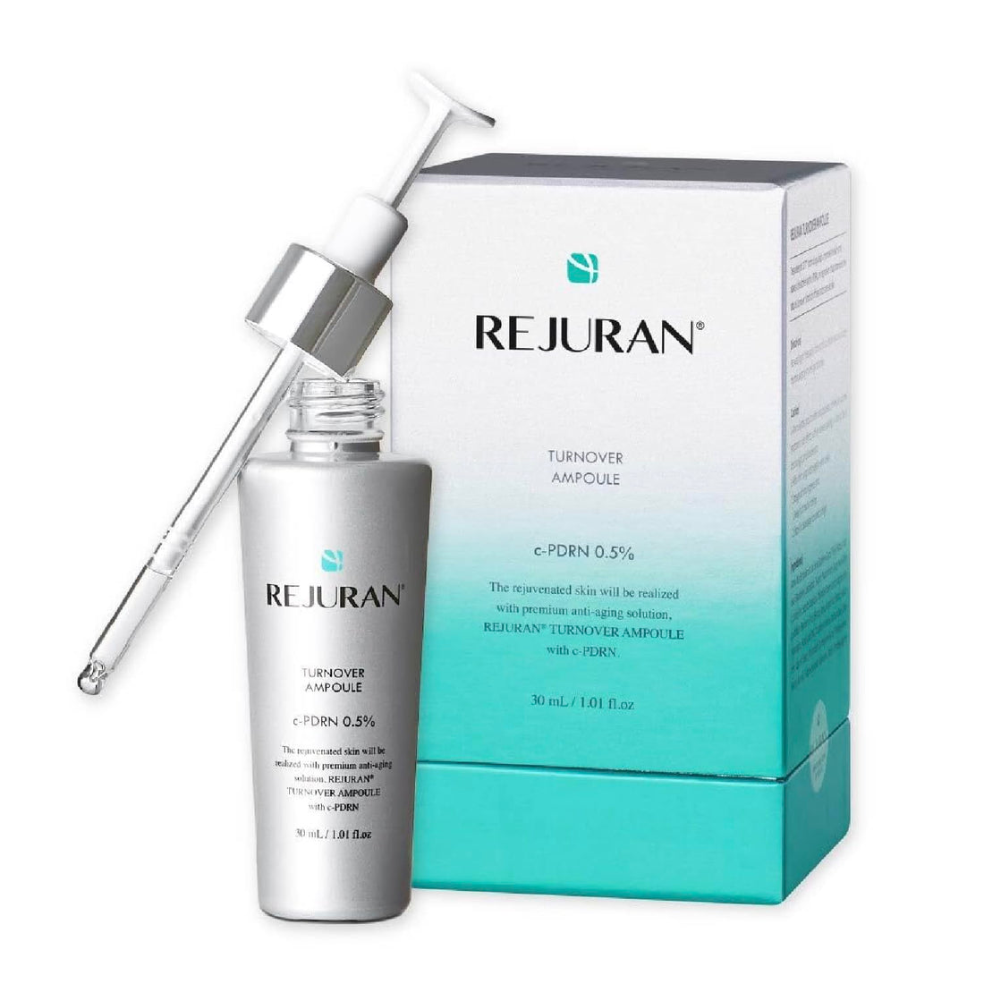 REJURAN® Dual Effect Ampoule, DOT DUAL c-PDRN® - Salmon DNA Face Serum for Deep Rejuvenation, Wrinkle Care, Firming, Skin Elasticity with Visible Anti-Aging Results. Korean Skincare (1.01 fl oz) Halalzen