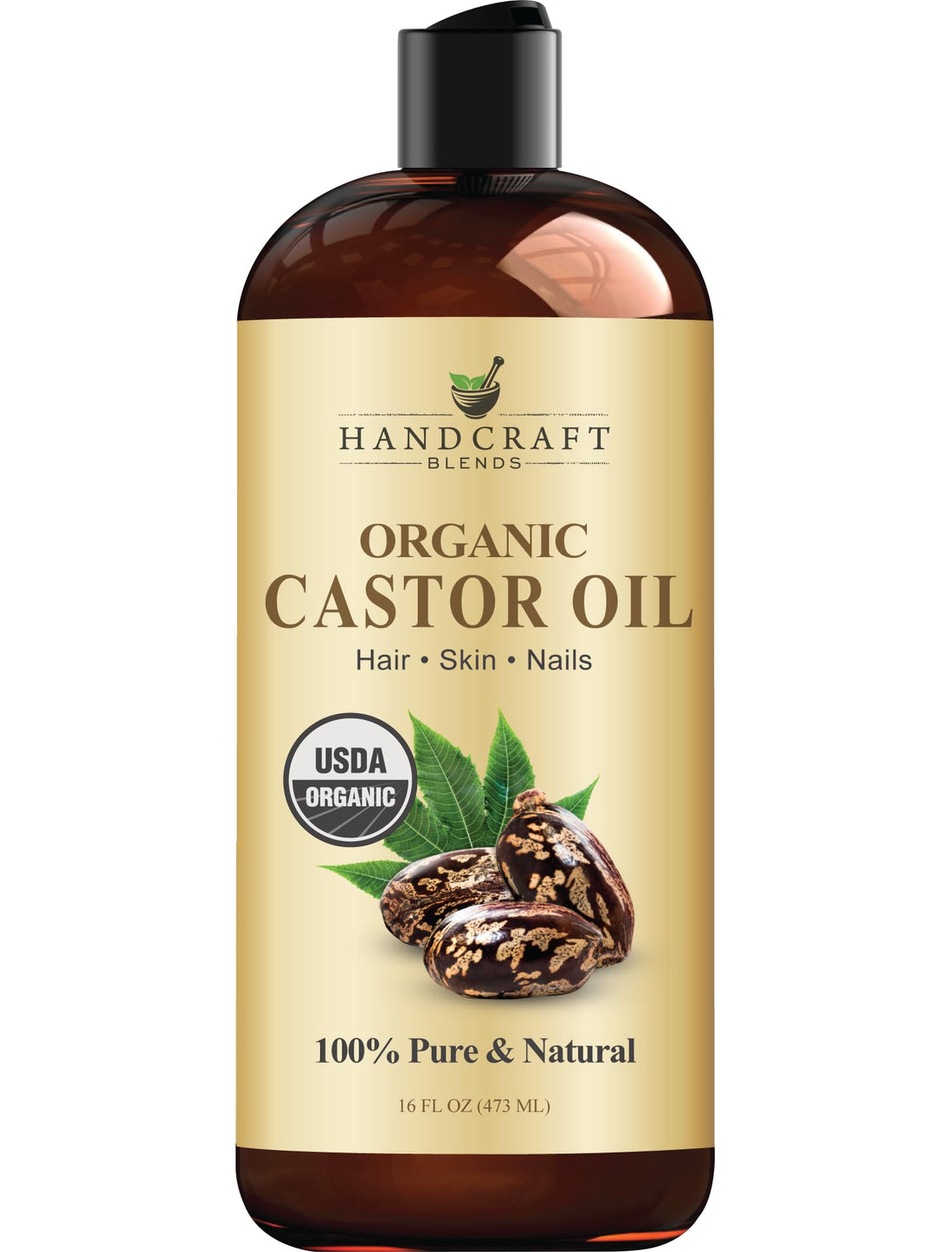 Handcraft Blends Huile de Ricin et Huile de Romarin 236 ml | 100% Pure et Naturelle | Huile Support de Qualité Supérieure | Cheveux, Cils et Sourcils | Cheveux et Corps