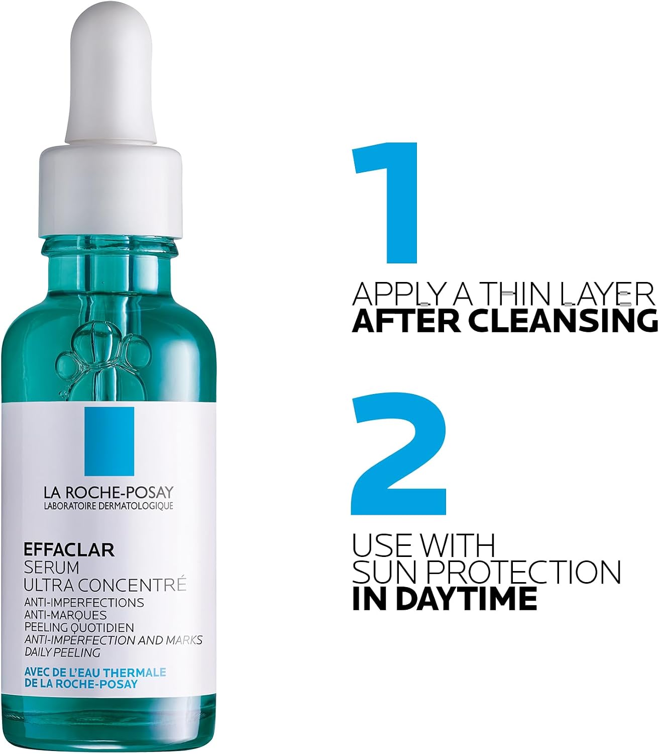 La Roche Posay Effaclar Anti-Aging Facial Serum with Salicylic Acid, Glycolic Acid & Niacinamide, Ultra Concentrated, Targeted Treatment for Blemishes, Fine Lines & Large Pores, 30ml