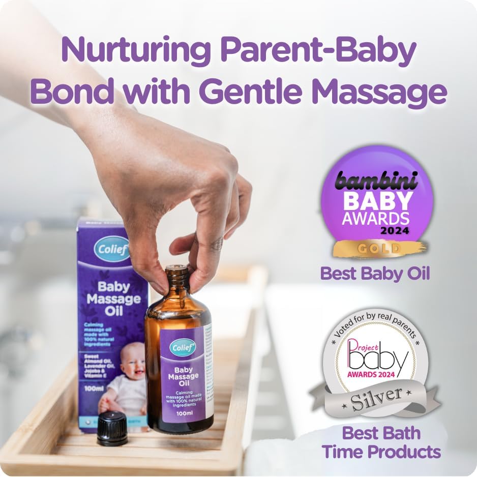 Colief Baby Massage Oil | Soothing Oil For Infants | Made With 100% Natural Ingredients Including Sweet Almond Oil, Lavender Oil, Jojoba & Vitamin E | Suitable From Birth 100ml Halalzen