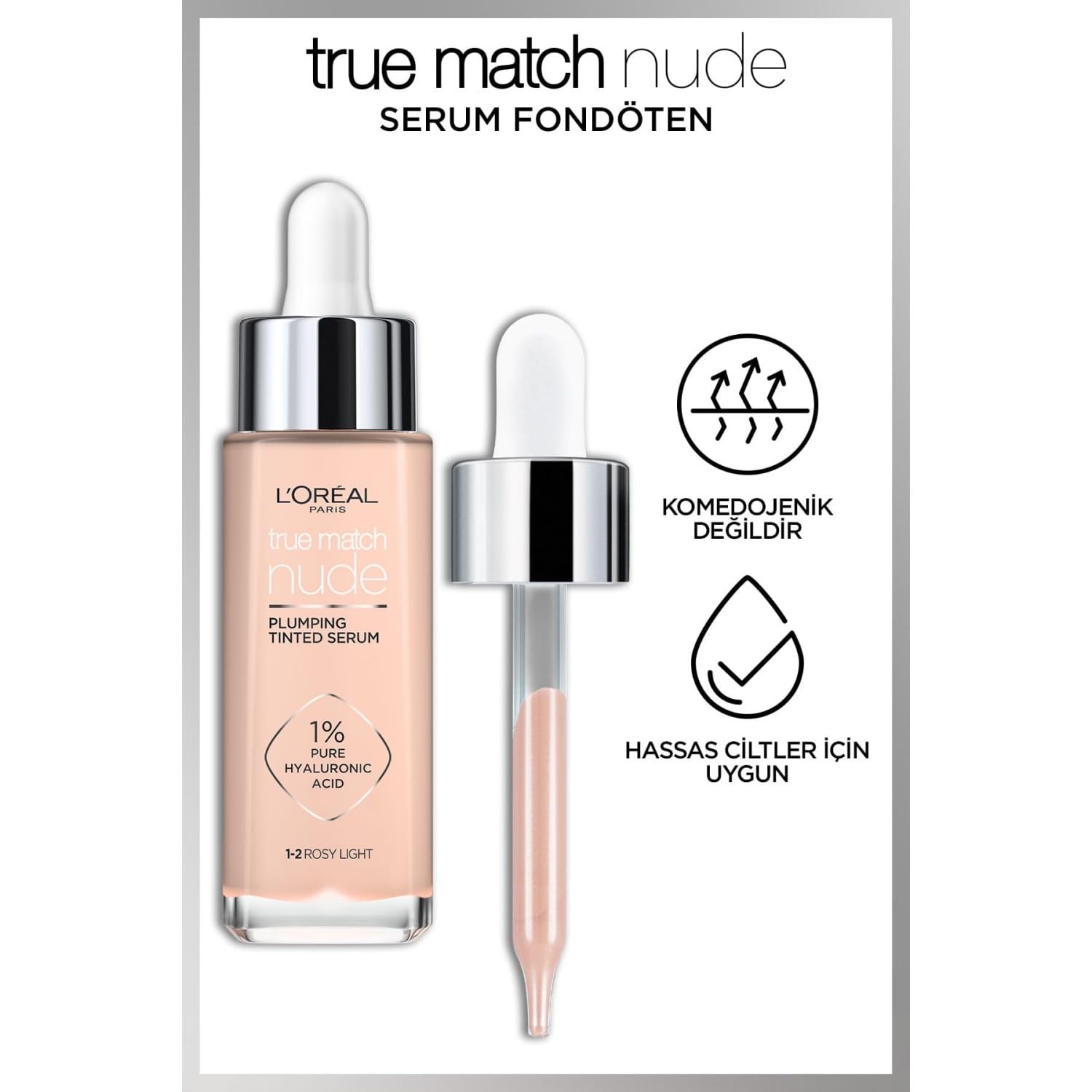 L'Oréal Paris Nude Tinted Serum for Face, Plumping and Hydrating Face Makeup, 1 Percent Pure Hyaluronic Acid, Nude Foundation to Cover, Replumps and Hydrates Skin in One Hour, Shade 4-5 Medium Halalzen