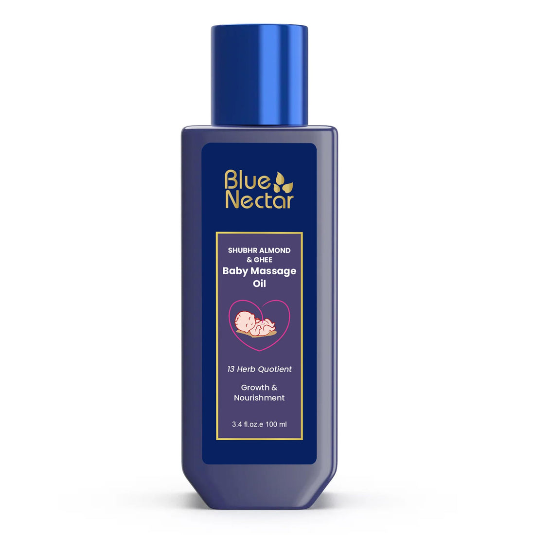 Blue Nectar Baby Oil with Organic Ghee, 100% Natural Baby Massage Oil with Coconut Oil & Olive Oil (100ml) Halalzen
