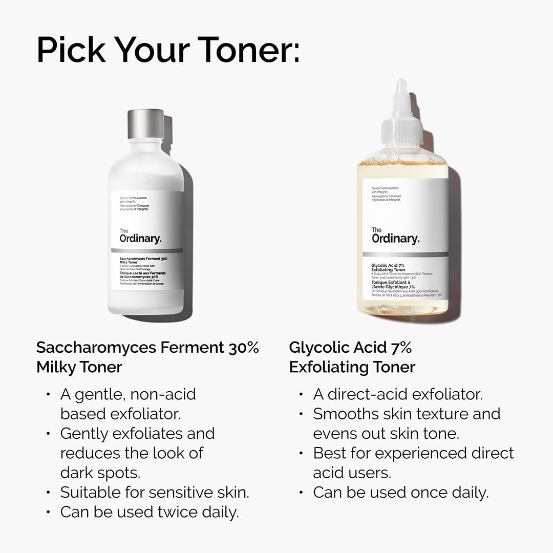 The Ordinary Saccharomyces Ferment 30% Milky Toner, Exfoliating and Hydrating Toner for Smoother, Brighter Skin, 100ml