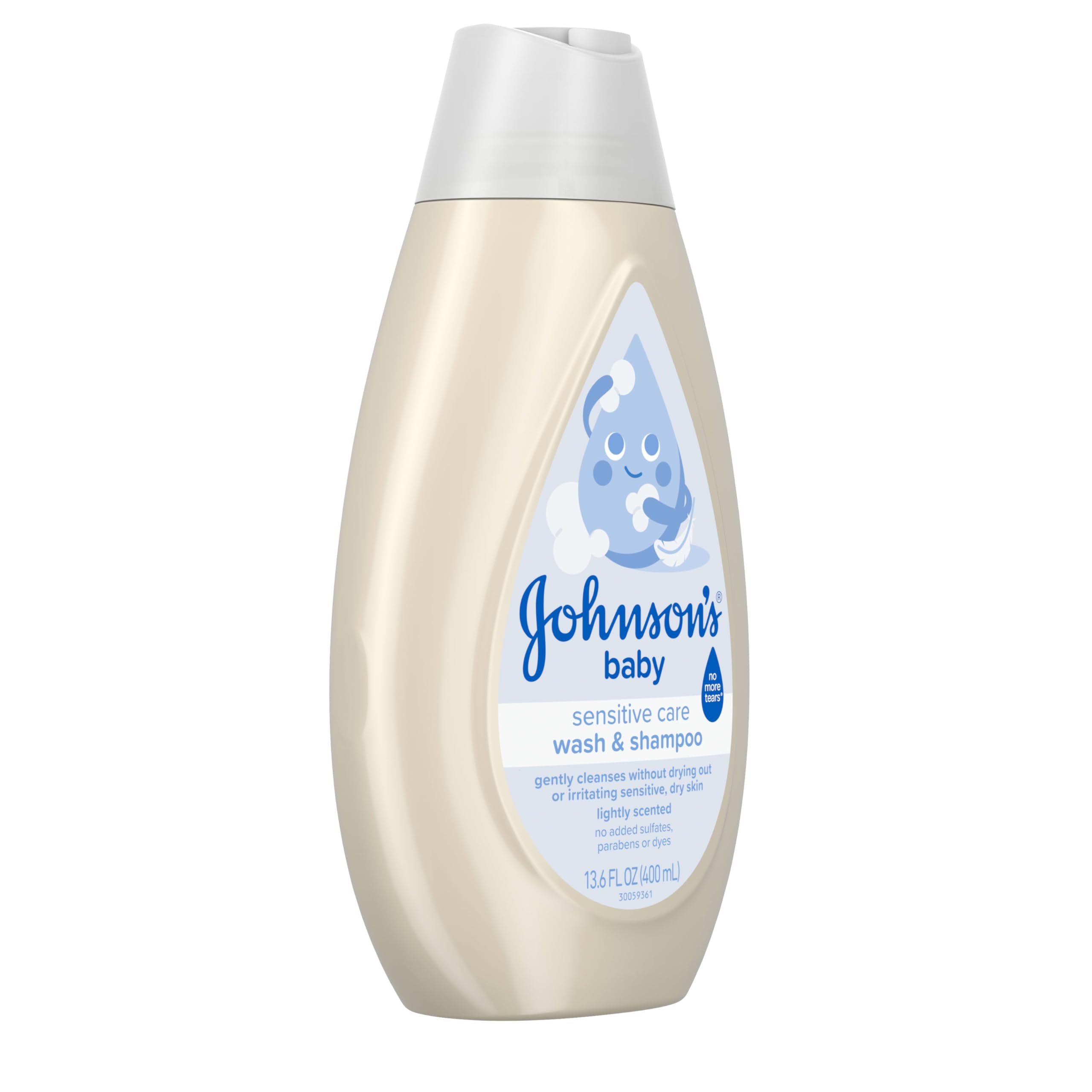 Johnson's Sensitive Care Baby Wash & Shampoo, Daily Moisturizing 2-in-1 Baby Wash & Shampoo to Gently Cleanse Without Drying Out Sensitive Skin, Light Scent, Hypoallergenic, 13.6 fl. oz Halalzen