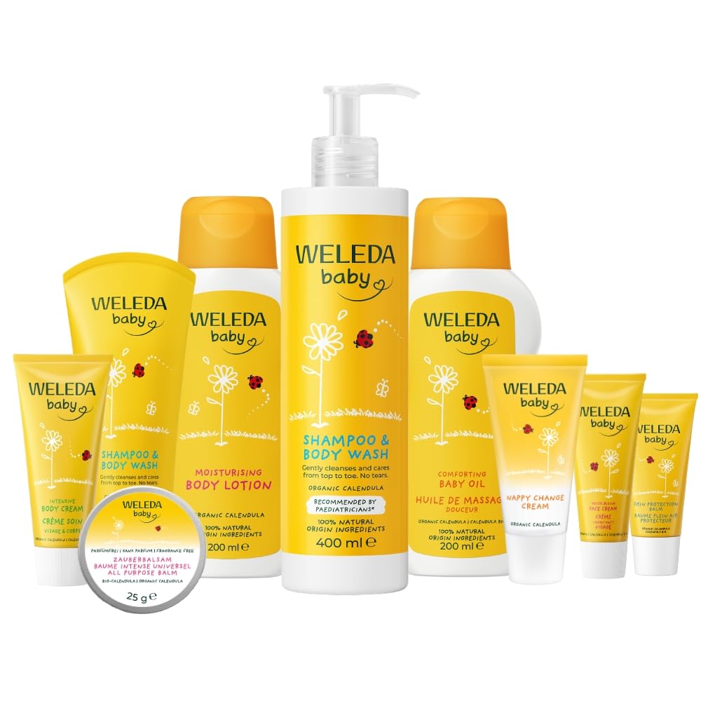 Weleda Baby Shampoo & Body Wash, Baby Bath, Kids Shampoo & Wash, Sensitive Calendula, Dermatologically Tested, Certified Natural, 96% Recycled Packaging, 400ml, Packaging May Vary
