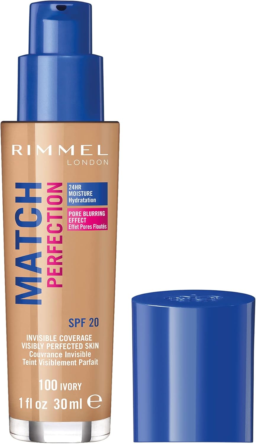 Rimmel London Match Perfection Foundation SPF20, 100 Ivory Halalzen