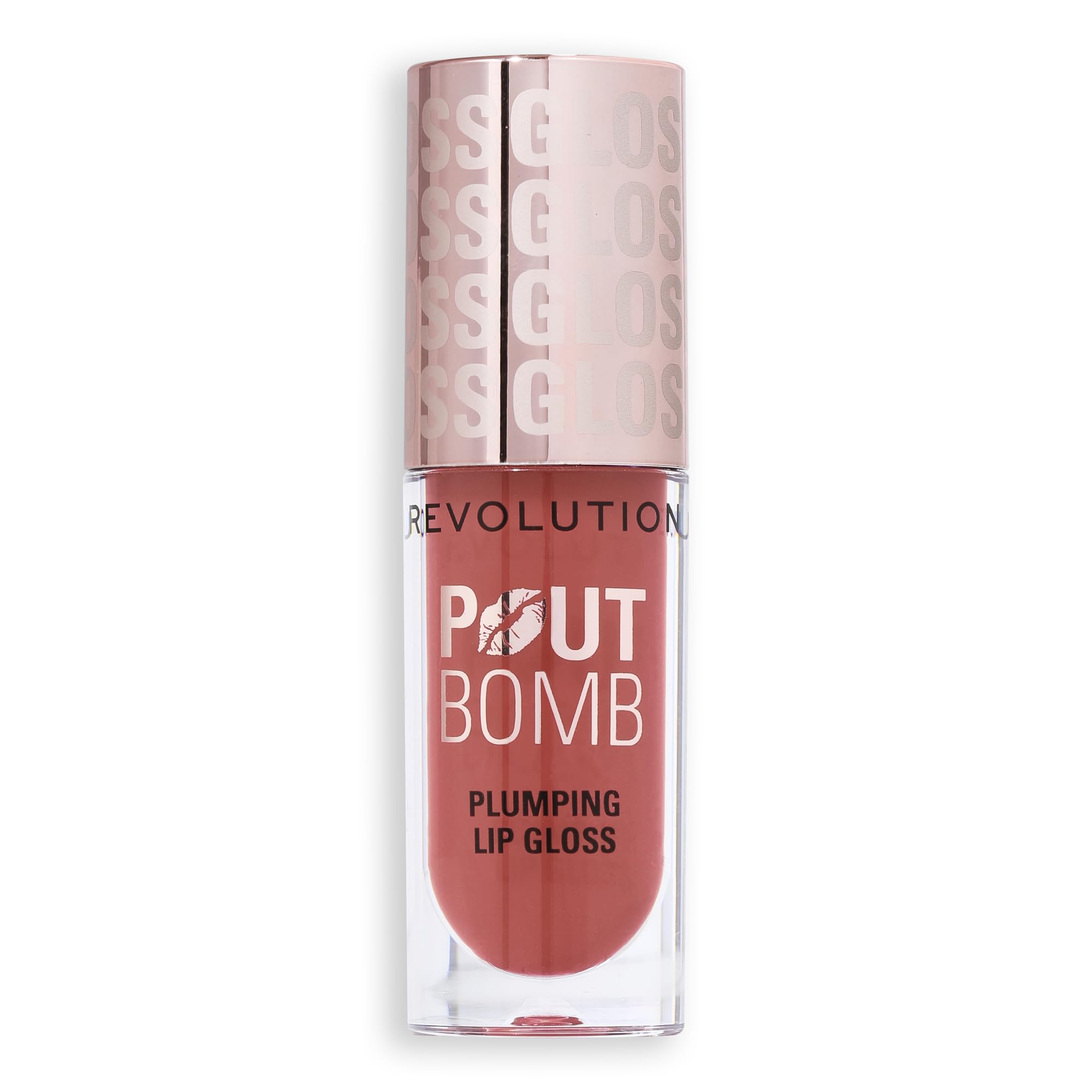 Revolution Beauty, Pout Bomb Plumping Lip Gloss, High-Shine for Glossy, Fuller & Plump Lips with Hyaluronic Acid & Peptides, Vegan & Cruelty-Free, Sheer Milky Nude Halalzen
