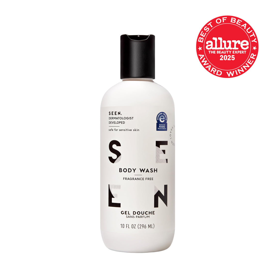 SEEN Body Wash, Fragrance Free - Non-Comedogenic & Non-Irritating Body Wash- Dermatologist-Developed - Safe for Sensitive, Eczema & Acne Prone Skin
