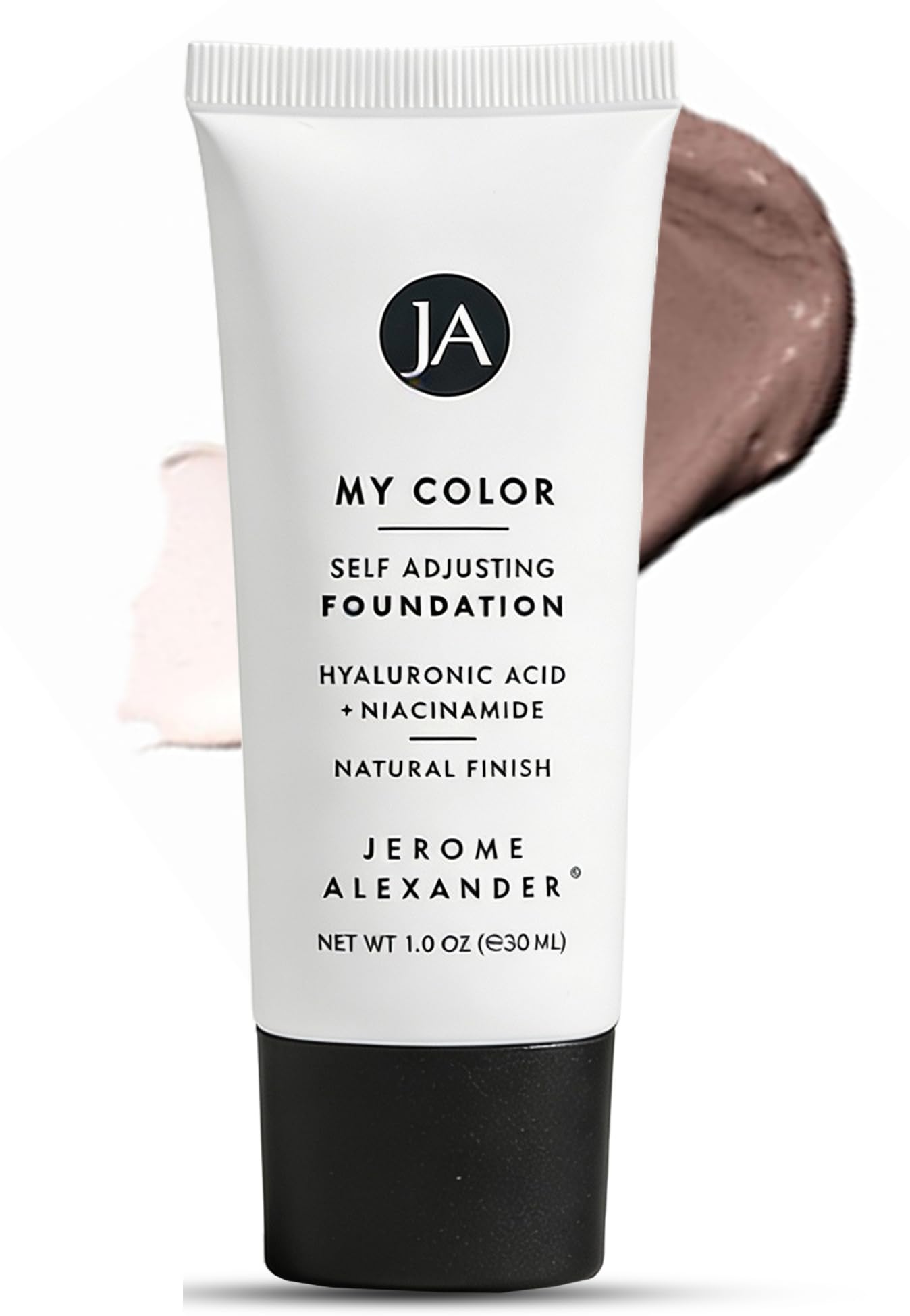 Jerome Alexander My Color Self-Adjusting Foundation, Hydrating & Lightweight Face Makeup, Skincare-Infused, with Kabuki Brush, Medium, 1 oz