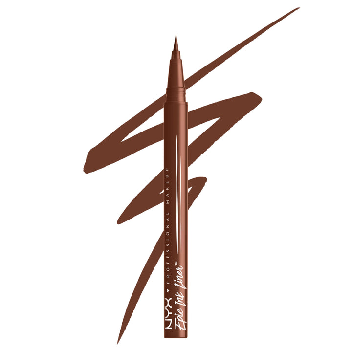 NYX Professional Makeup Eye Liner, Epic Ink Liner, Waterproof Liquid Eyeliner Pen, 1 Stroke Intense Pigment, Flexible Brush for Thin or Thick Lines, Shade Black Halalzen