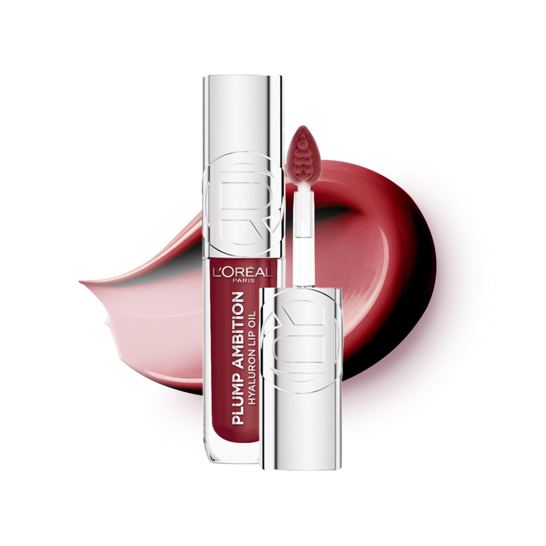 L'Oreal Paris Lip Oil, Plump Ambition with Hyaluronic Acid & Tripeptides, Smoother & Plumper Lip Appearance, Glass-Like Finish, Shade 101 Crystal Clear, 5ml