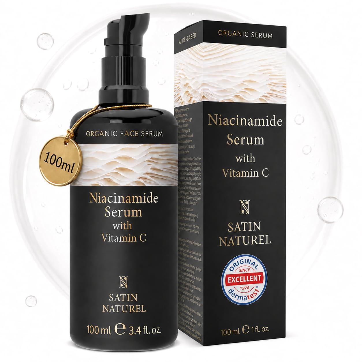Satin Naturel High-Dose Hyaluronic Serum 100 ml – Organic Hyaluronic Acid Facial Serum – Anti-Aging Moisturizing Serum – Vegan – 24h Hydration – Facial Care for Women and Men