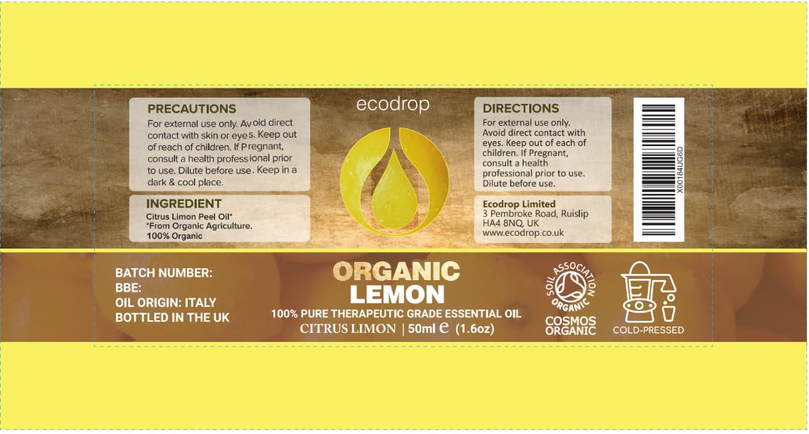 Ecodrop Tea Tree Essential Oil, 10 ml | 100% Pure Organic Steam-Distilled | Melaleuca Alternifolia | Aromatherapy, Diffuser, Massage, Bath, Soap & Candle Making | Australian Fresh Aroma