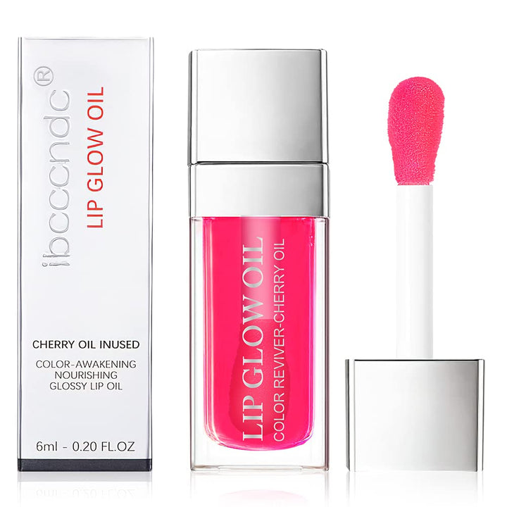 AOOWU Plumping Lip Oil Tinted, Moisturizing Long Lasting Nourishing Lip, Hydrating Gloss Tint Lipstick for Women, Glitter Shine Liquid Lipstick, Glaze Makeup Cosmetic, 015 - Cherry red, Pack of 1 Halalzen