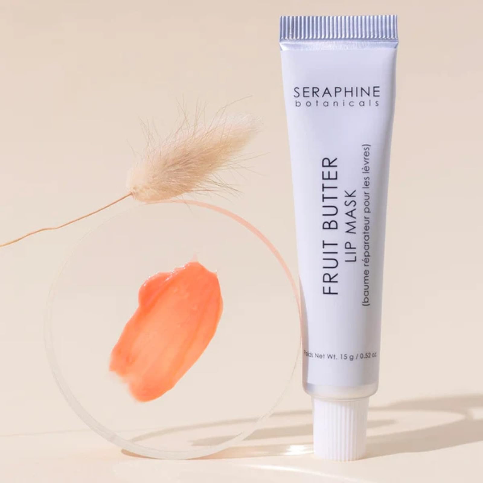 Seraphine Botanicals Fruit Butter Restorative Lip Mask Overnight Gel Balm Repair Dry, Chapped Lips Instant Hydration, Softness & Elasticity with Shea Butter & Apricot Kernel Oil Dewy Finish 0.51oz Halalzen