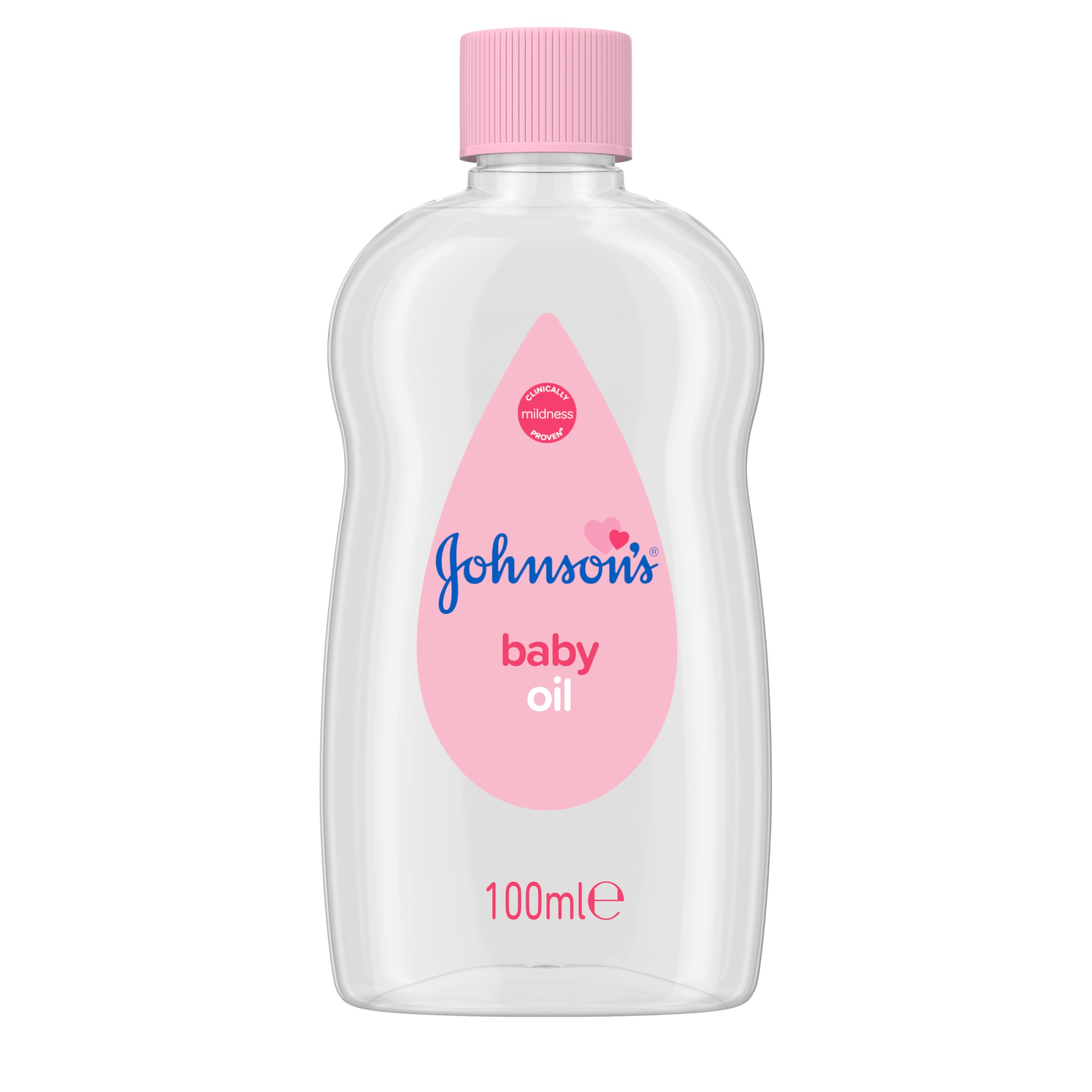 Johnson's Baby Oil (1 x 100ml), Gently Hydrates Delicate Skin, Locks In Moisture, Hypoallergenic Baby Oil Free From Dyes, Parabens, Phthalates and Alcohol, Moisturiser For The Whole Family Halalzen