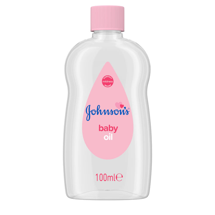 Johnson's Baby Oil (1 x 100ml), Gently Hydrates Delicate Skin, Locks In Moisture, Hypoallergenic Baby Oil Free From Dyes, Parabens, Phthalates and Alcohol, Moisturiser For The Whole Family Halalzen