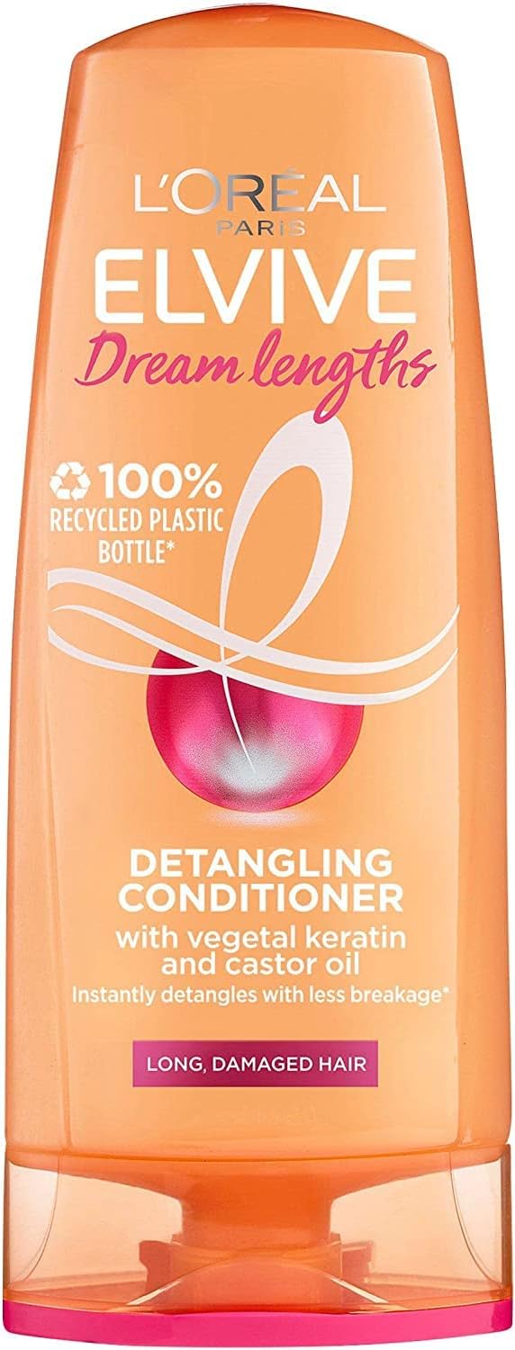 L'Oreal Paris Elvive Dream Lengths Shampoo and Conditioner Set for Long Hair, Nourishing & Strengthening Treatment to Prevent Hair Breakage, Enriched with Castor Oil Halalzen