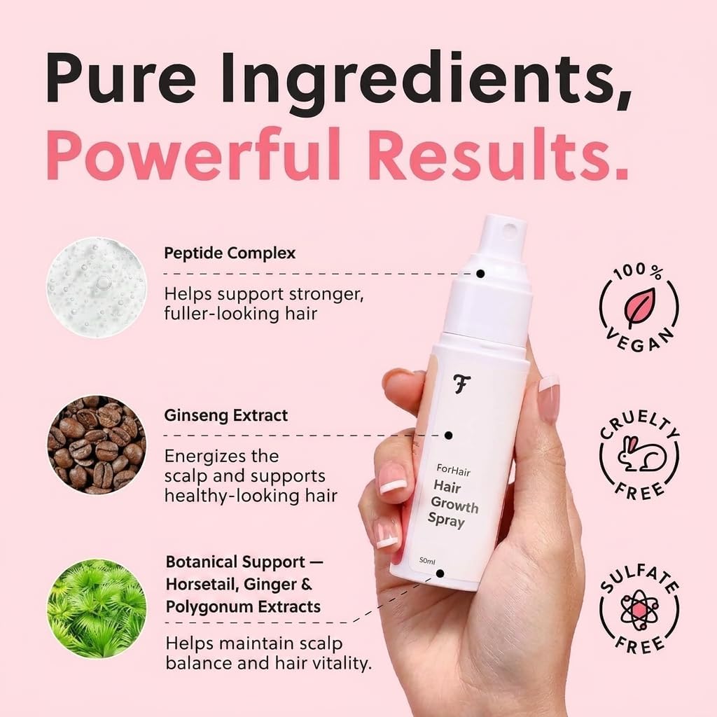 ForChics Hair Growth Serum for Women- Results in 4 Weeks- Hormone Free Hair Regrowth Treatment - For Thinning Hair Loss - Fast Absorbing Non-Greasy Scalp Spray 50ml