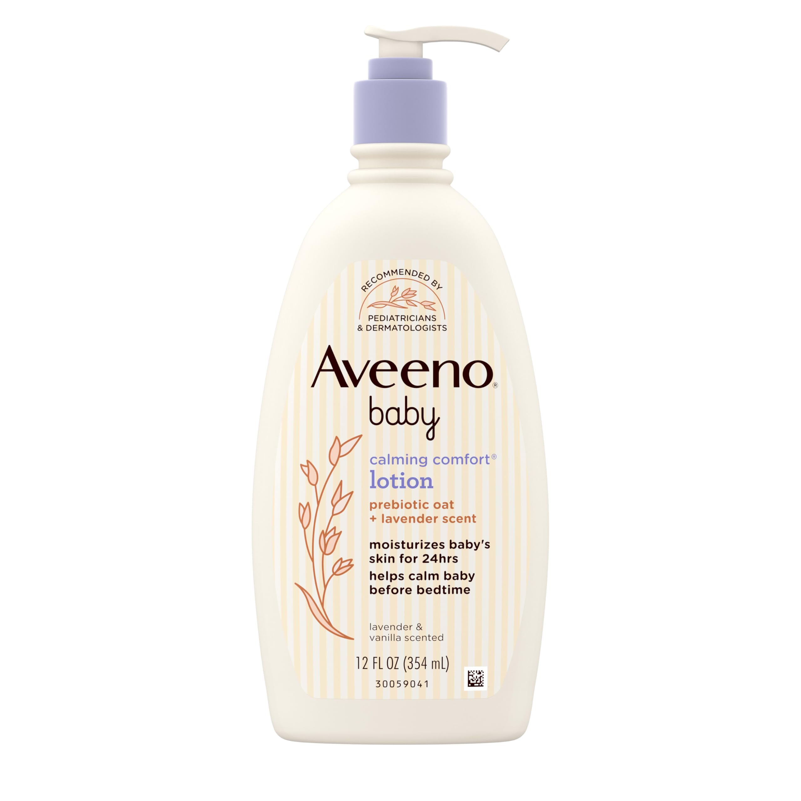 Aveeno Baby Calming Comfort Moisturizing Body Lotion with Relaxing Lavender & Vanilla Scents, Non-Greasy Baby Lotion, Nourishing Prebiotic Oatmeal, Paraben- & Phthalate-Free, 18 fl. oz Halalzen