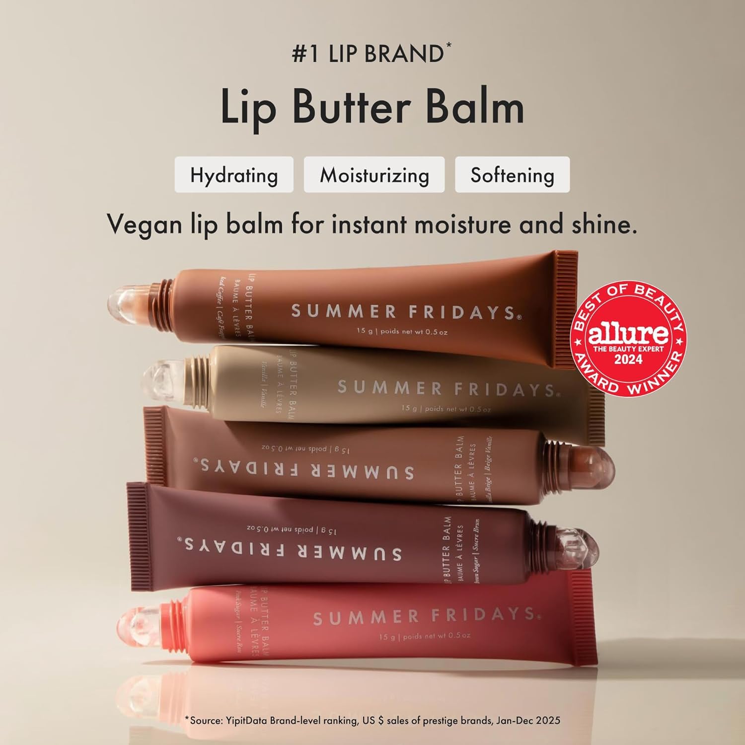 Summer Fridays Tinted Lip Butter Balm - Conditioning Vegan Lip Balm for Instant Moisture, Shine & Hydration - Sheer-Tinted, Soothing Skincare - Pink Sugar (.5 Oz)