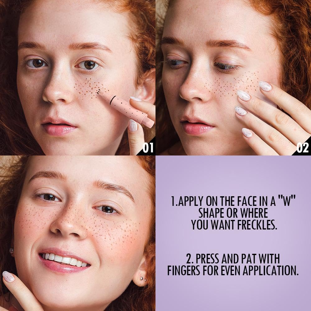 Freckle Pen & Liquid Micro-Powder Freckle Stamp - Realistic Natural Freckles Makeup Tool with Special Sponge, Waterproof & Long-Lasting for All Skin Tones,#MEDIUM Halalzen