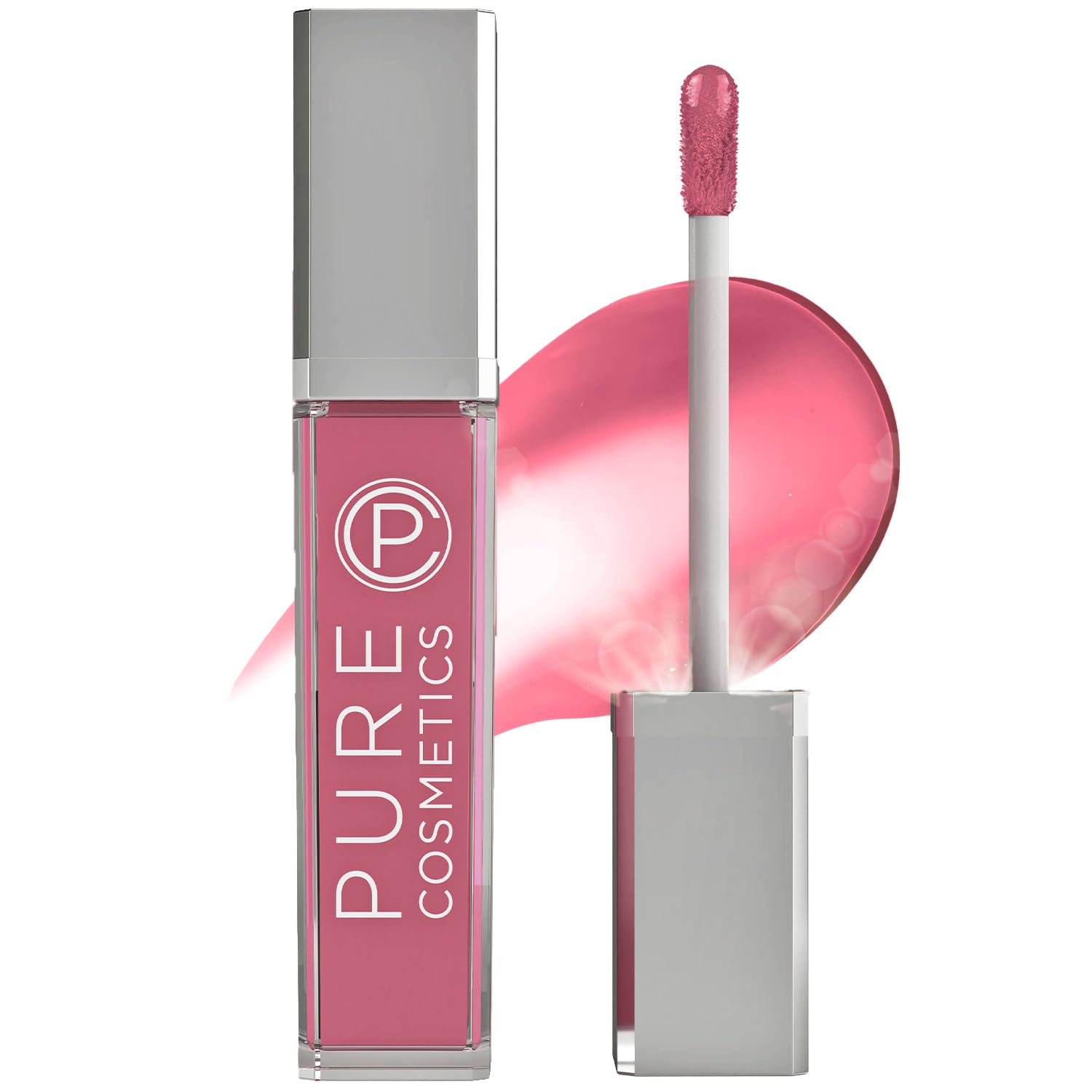 Pure Illumination Light-Up Lip Gloss with LED-Lit Applicator Brush + Side Mirror, Non-Sticky, Moisturizing Hydrating Lip Glosses with Lanolin, Jojoba Oil, & Vitamin E, Wine Berry
