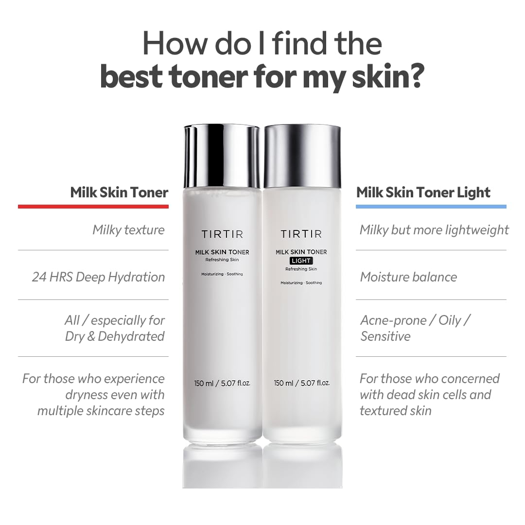 TIRTIR Milk Skin Rice Toner - Deep Moisturizing, Hydrating and Refreshing for face, Niacinamide, Ceramide, Rice Bran Extract, Nature-Oriented Ingredients, Korean Skin Care, Vegan (150ml, Original)