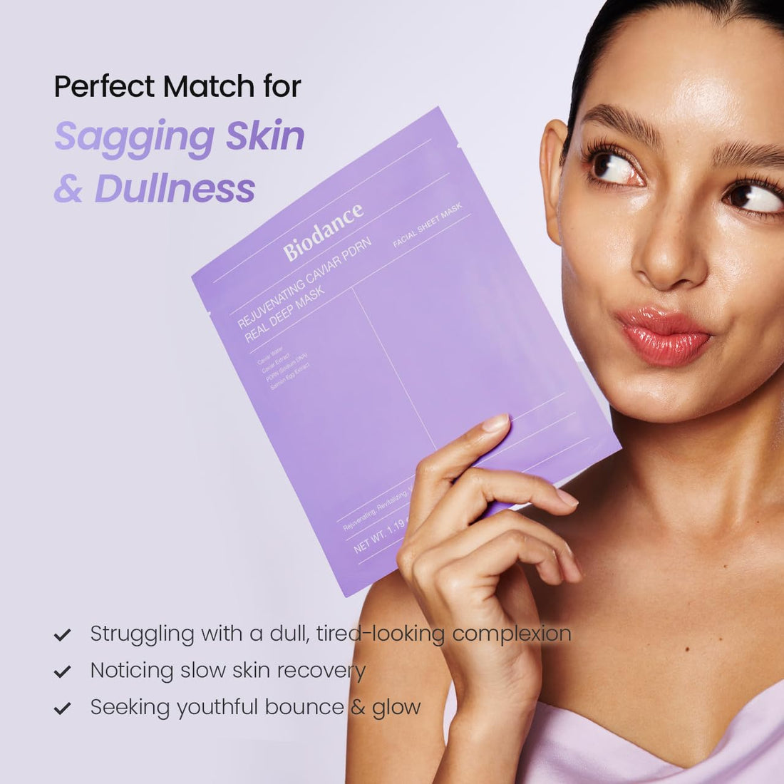 BIODANCE Caviar PDRN Real Deep Hydrogel Mask 4 Pcs | Hydrogel Overiight Mask | Skin Firming, Radiance, Enhancing Skin Recovery | Korean Face Mask for Glass Skin | Korean Skincare