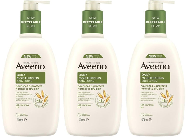 Aveeno Daily Moisturising Body Lotion 500 ml for Sensitive Skin, Enriched with Nourishing Oats, Provides Long-Lasting Hydration and Soothes Dry, Irritated Skin Effectively Halalzen