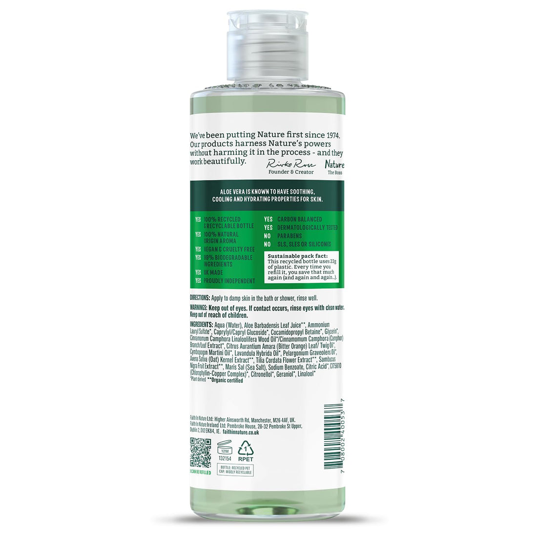 Faith In Nature Natural Aloe Vera Body Wash, Soothing Shower Gel, Vegan and Cruelty Free, No SLS or Parabens, 400 ml