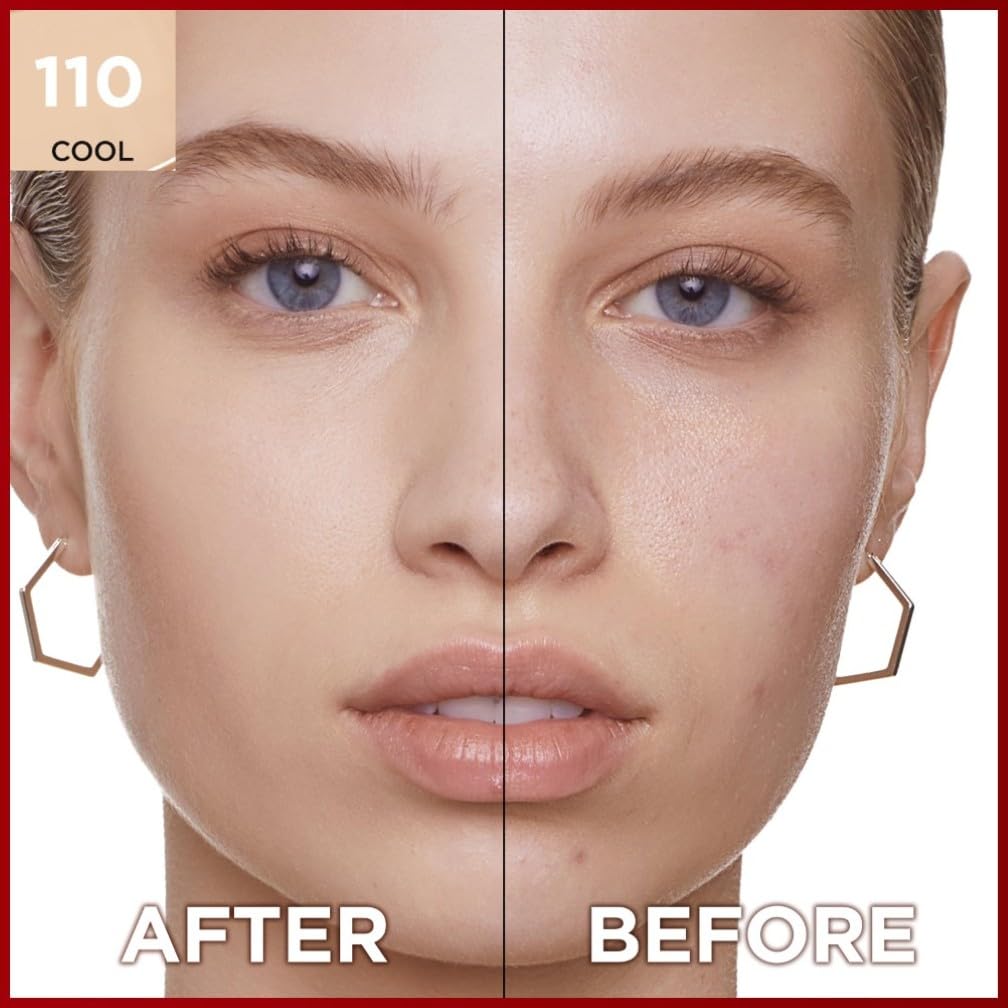 L'Oreal Paris Cover Liquid Foundation, With 4% Niacinamide, Long Lasting, Natural Finish, Available in 20 Shades, SPF 25, Infallible 32H Matte Cover, Shade 110, 30ml Halalzen